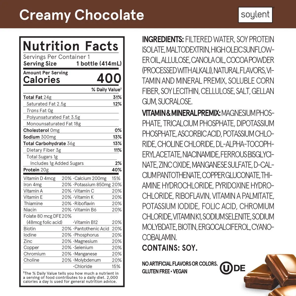 Soylent Optimized Nutrition Label