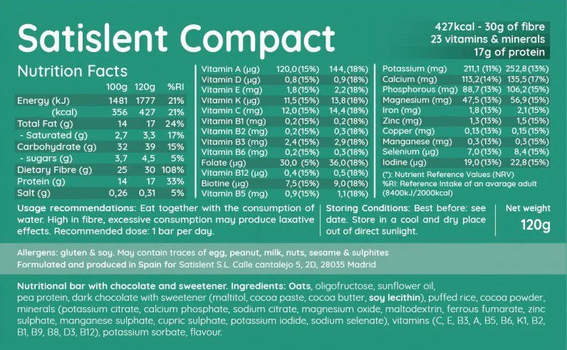 Satislent Compact Nutrition Label
