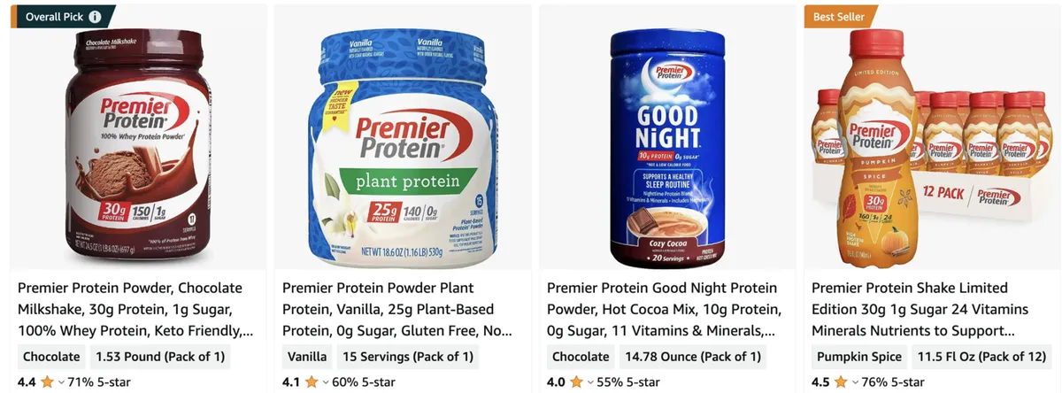 Premier protein options amazon