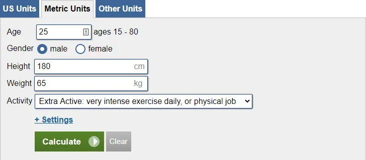 Calorie calculator