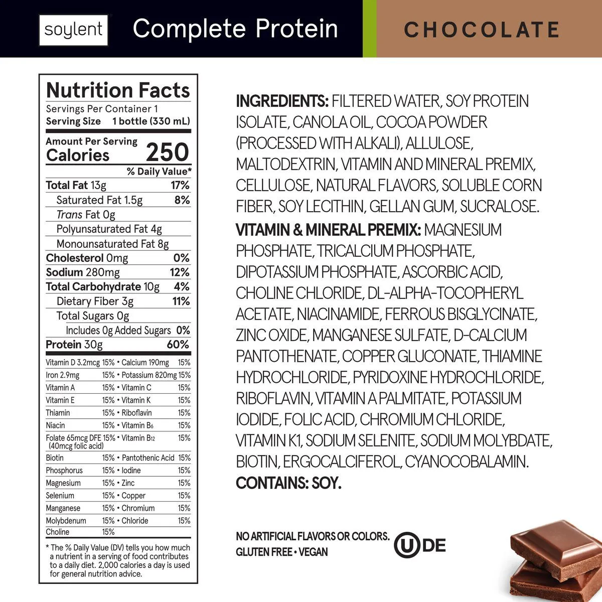 Complete Protein Nutrition Label
