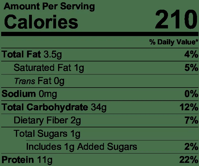 Nutrition Label Huel tortillas