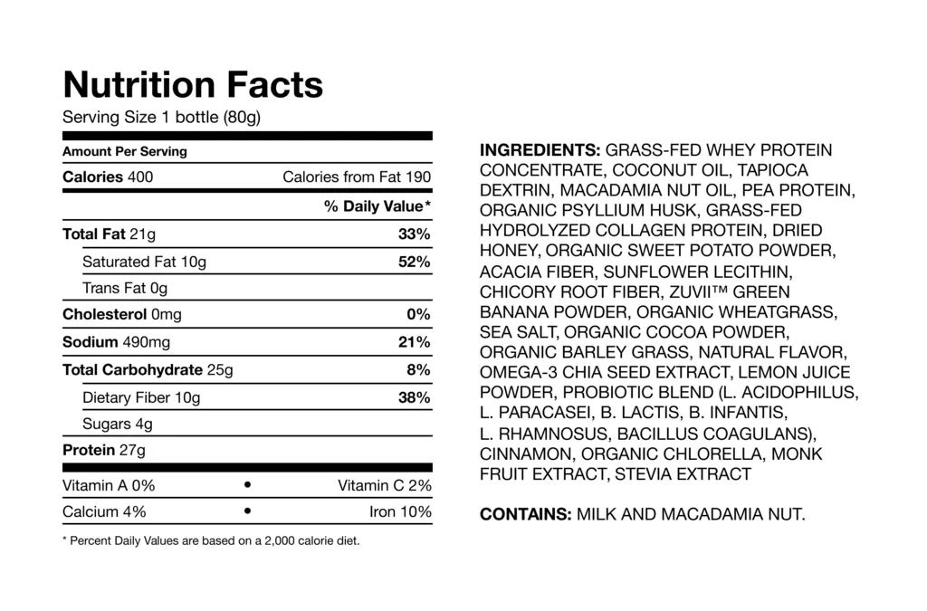 Ample O Nutrition Facts