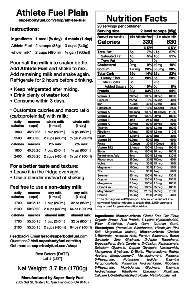 Athlete Fuel Nutrition