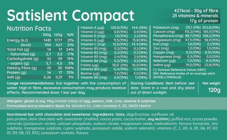 Satislent Compact Nutrition Label