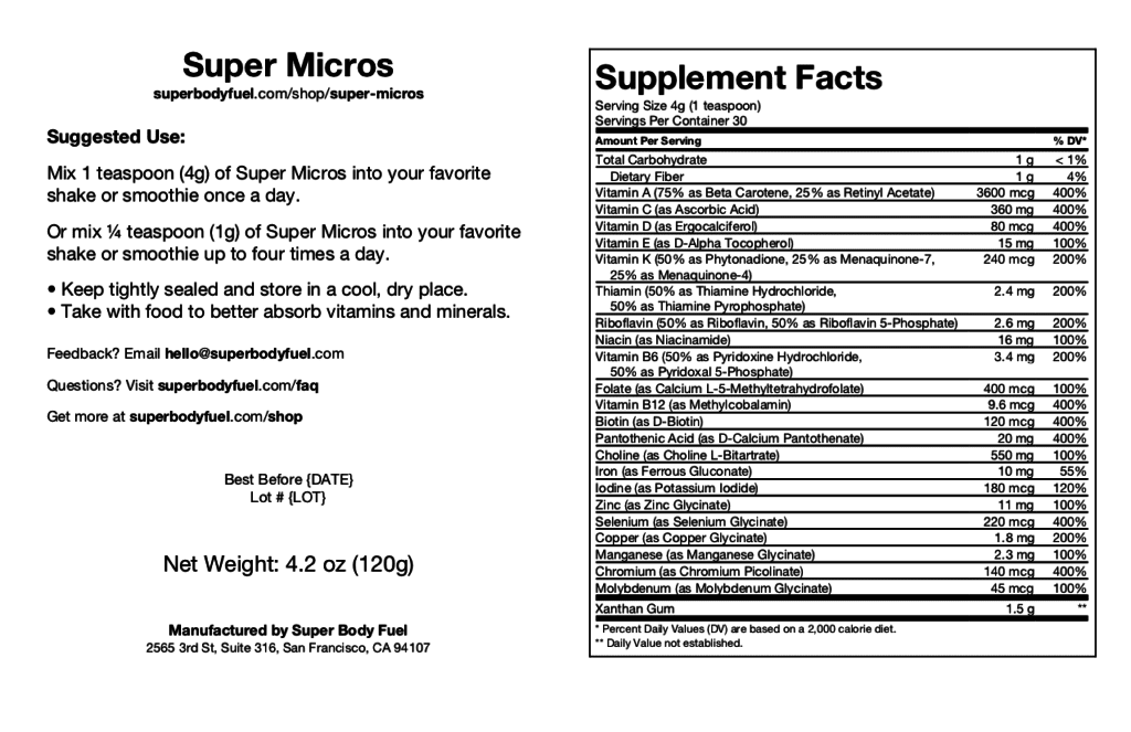 Super Micros Nutrition