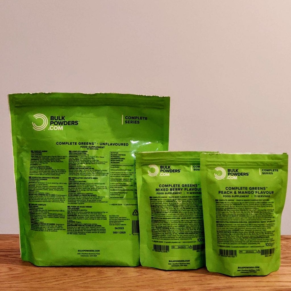 Complete Greens bags sizes