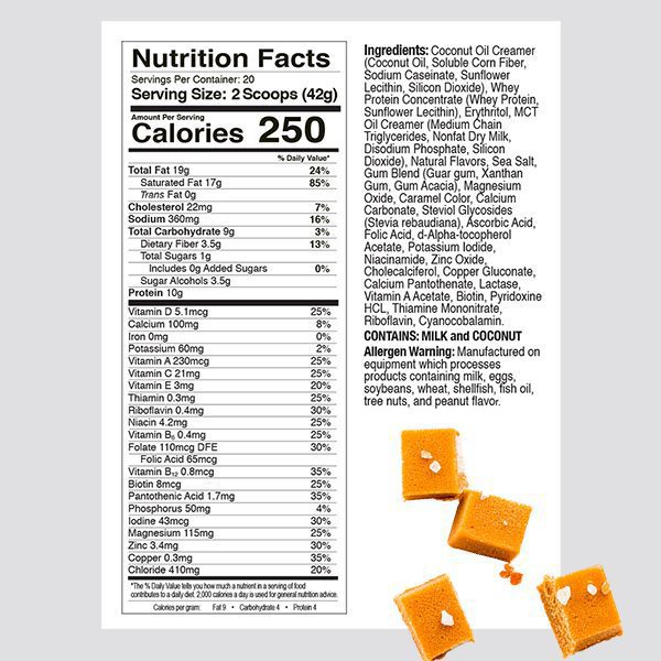 Ketologic keto meal nutrition label