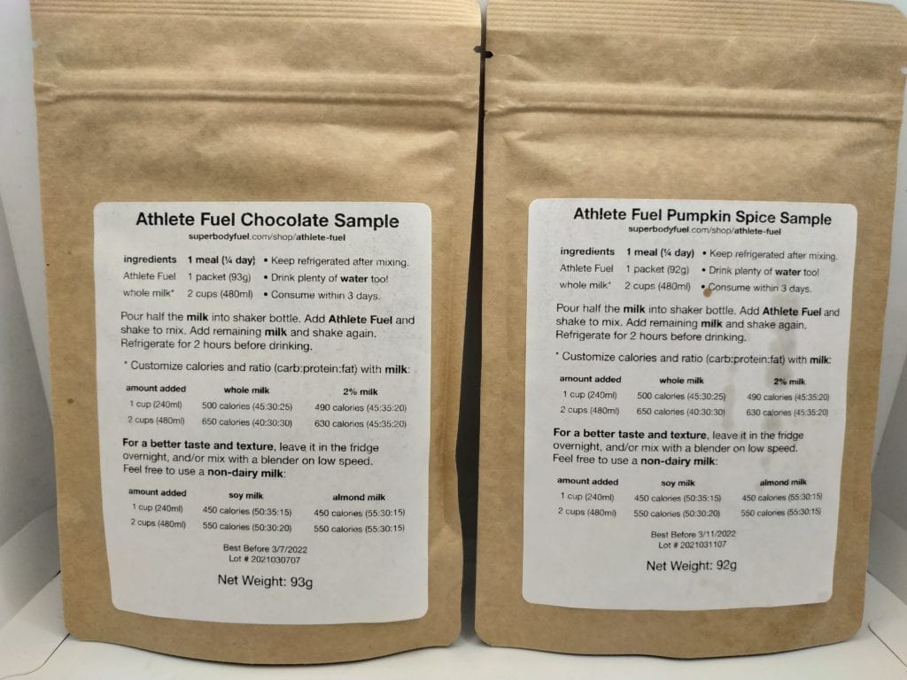 Athelete Fuel Samples