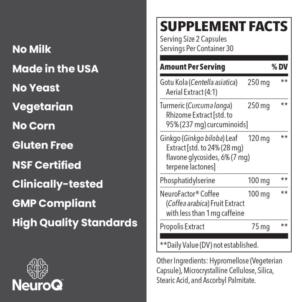 NeuroQ supplement facts
