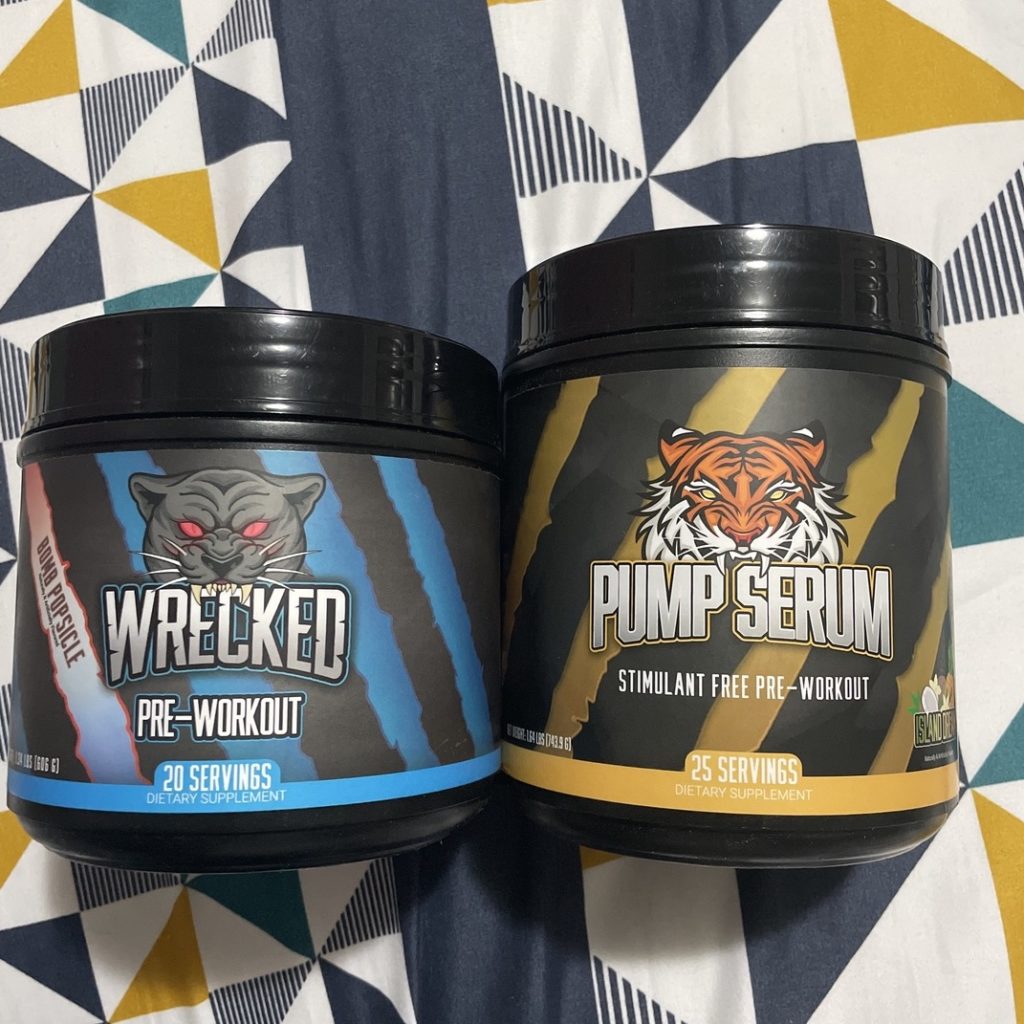 Pump Serum and Wrecked pre-workouts