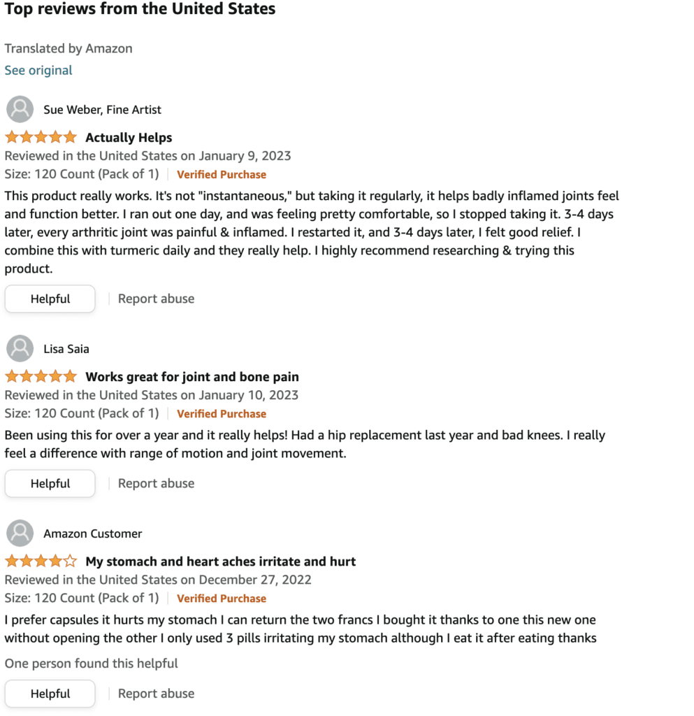 Osteo Bi Flex positive user reviews