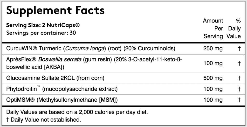 Performance Lab Flex ingredients supplement facts