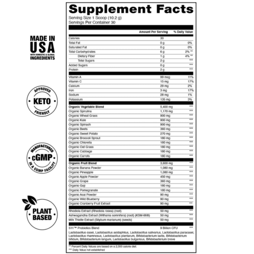 Jocko Greens supplement facts